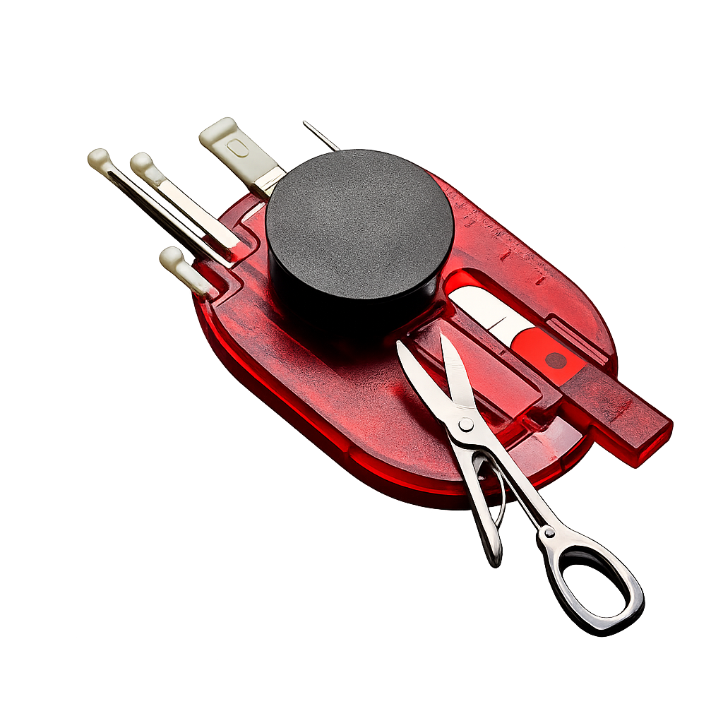 Exploded view of MagAid's eight built-in tools
